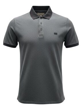 Burberry Grey Short-Sleeve Polo with Contrast Trim